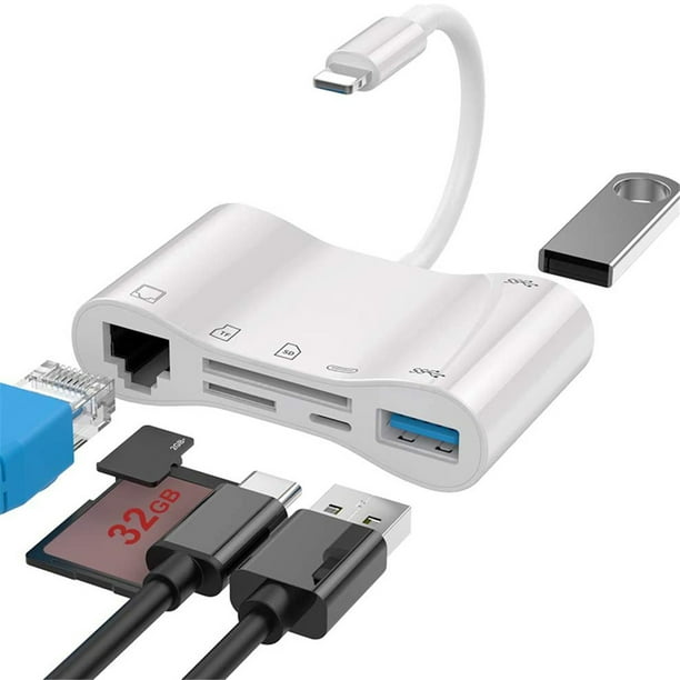3-in-1 100M RJ45 Ethernet Megabit LAN Wired Network Adapter with Charging Port and USB Camera Reader Port for iPhone iPad. 3-in-1 100M RJ45 Ethernet Megabit LAN Wired Network Adapter with Charging Port and USB Camera Reader Port for iPhone iPad.